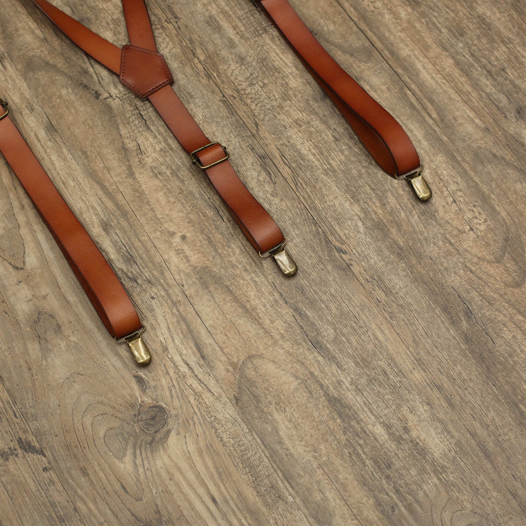 Genuine Leather Suspenders, Men Brown Suspenders, Customized Wedding Suspenders Mens Suspenders Groomsmen Suspenders Rustic Suspenders