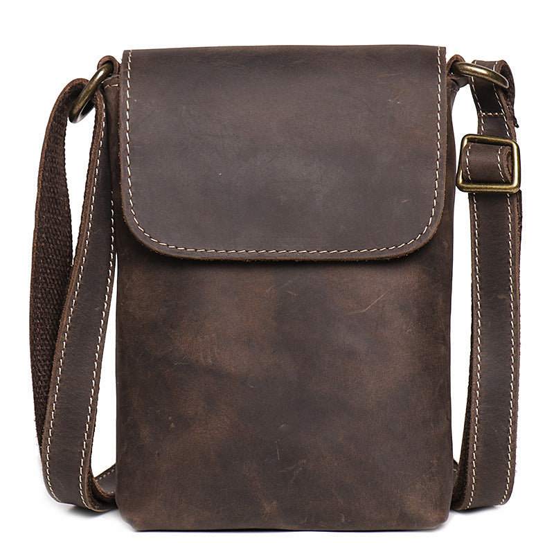 Handmade Genuine Leather Satchel Bag Shoulder Bag Full Grain Leather Small Crossbody Bag For Mens