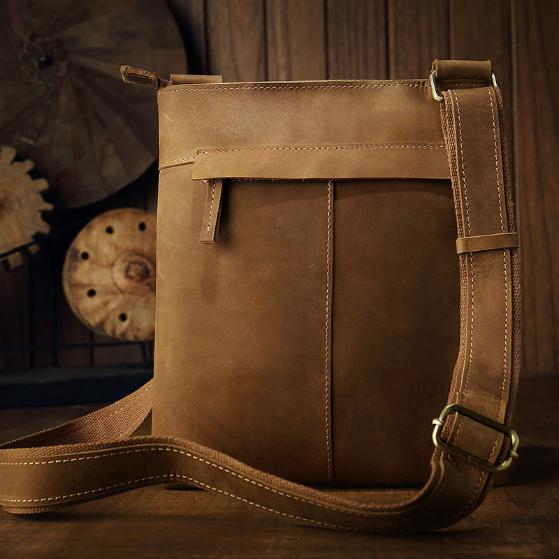 Handmade Leather Men's Crossbody Bag, Retro Genuine Leather Shoulder Bag for Men, Christmas gift