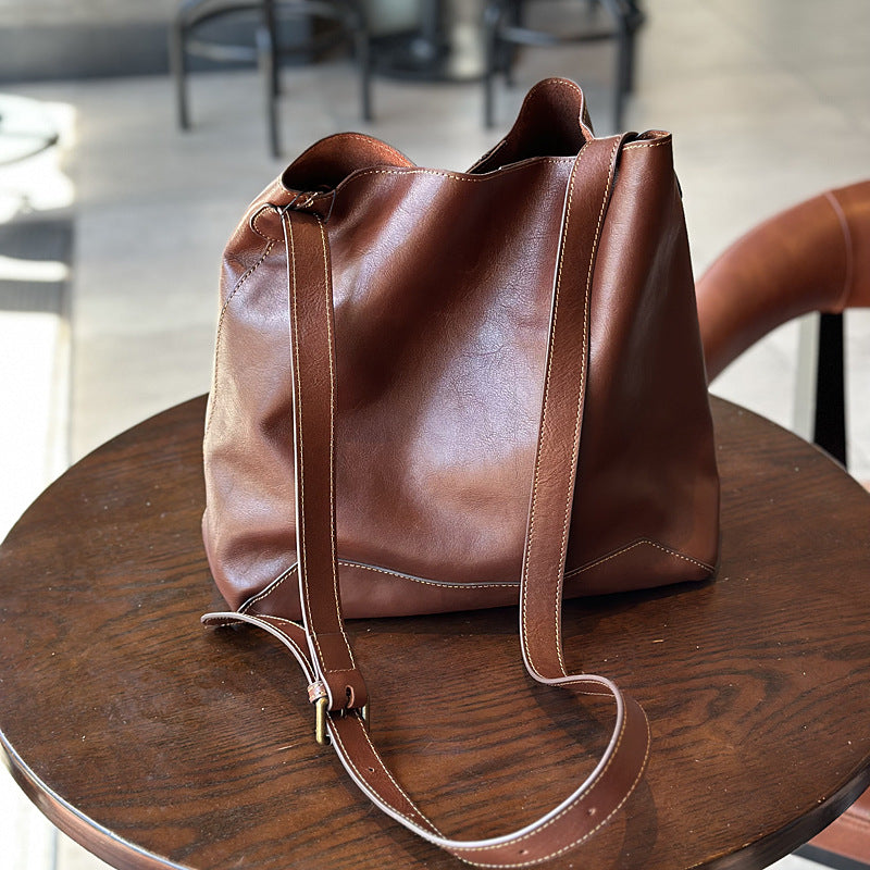 Leather Designer Bucket Bag With Adjustable Strap, Women Full Grain Leather Shoulder Bag For Everyday Use, Soft Leather Crossbody Bag