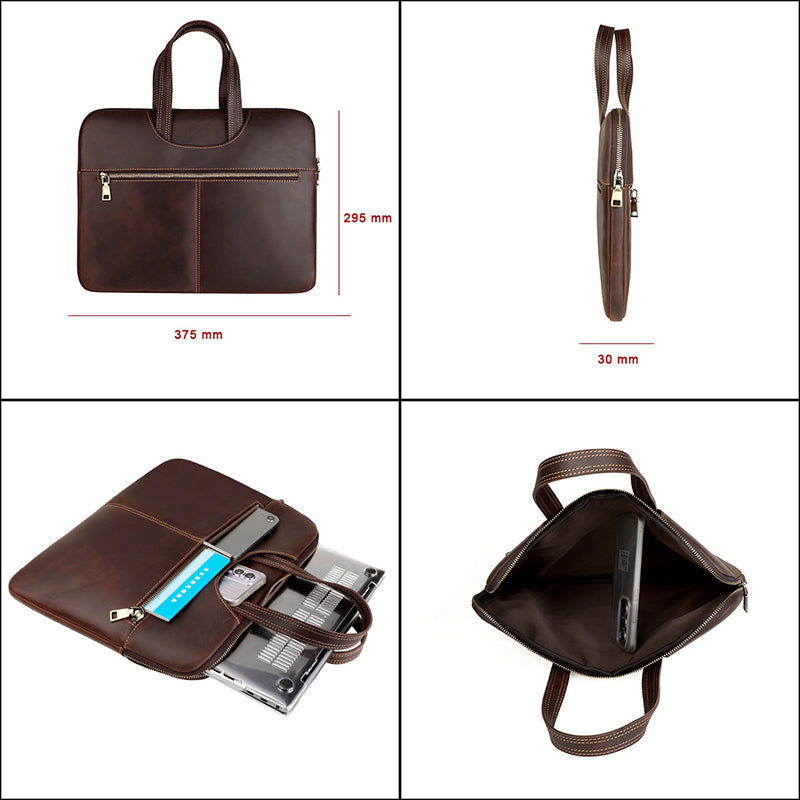 Leather Laptop Organizer Full Grain Leather Laptop Bag Leather iPad Case Mens Leather Briefcase for Laptop