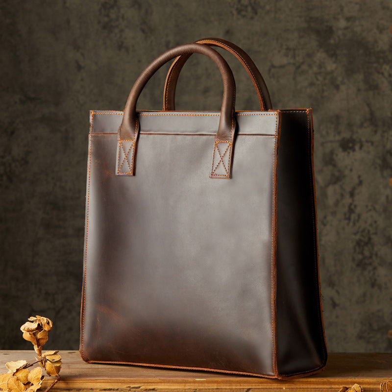 Leather Messenger Bag for Man Crazy Horse Leather Satchel Messenger Bags with Removable Strap