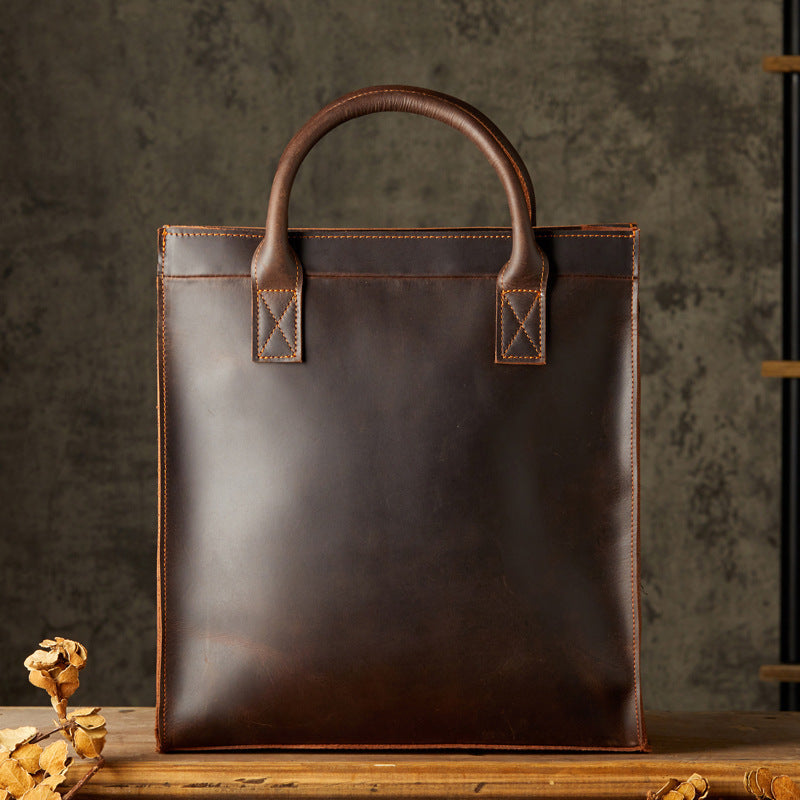 Leather Messenger Bag for Man Crazy Horse Leather Satchel Messenger Bags with Removable Strap