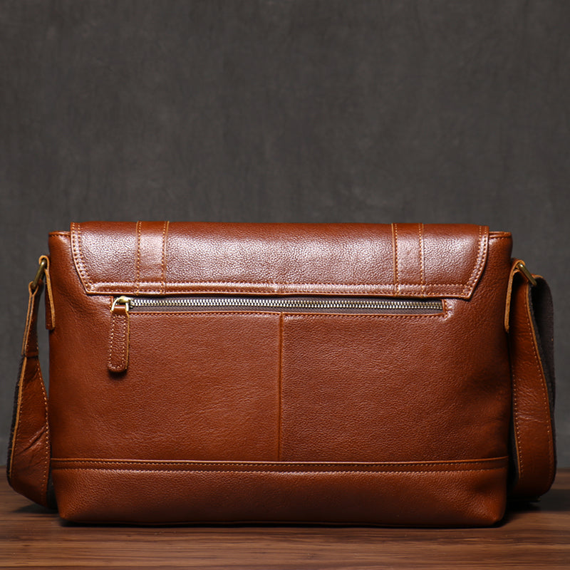 Leather Shoulder Bag for Men Vintage Genuine Leather Messenger Bag with Adjustable Strap