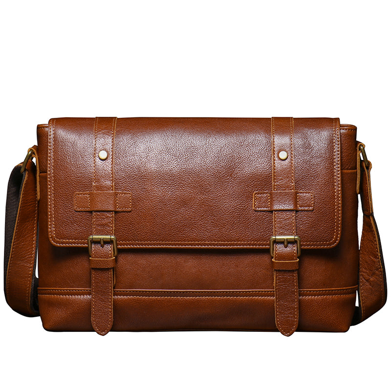 Leather Shoulder Bag for Men Vintage Genuine Leather Messenger Bag with Adjustable Strap