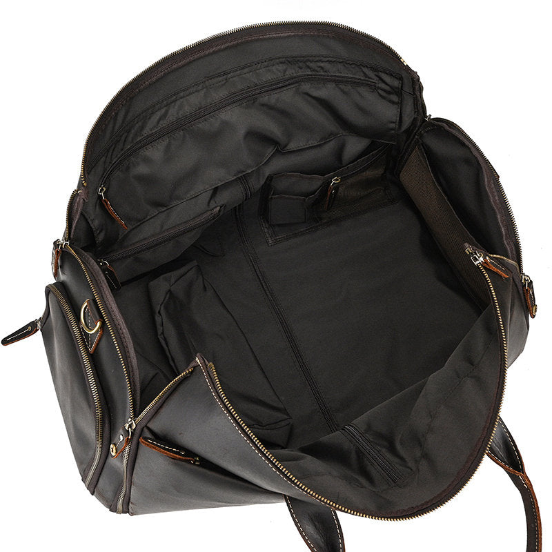 Personalized Leather Hanging Clothes Bag, Leather Duffel Bag with Shoe Pouch, Carry-on Garment Bag, Groomsmen Gift Bag