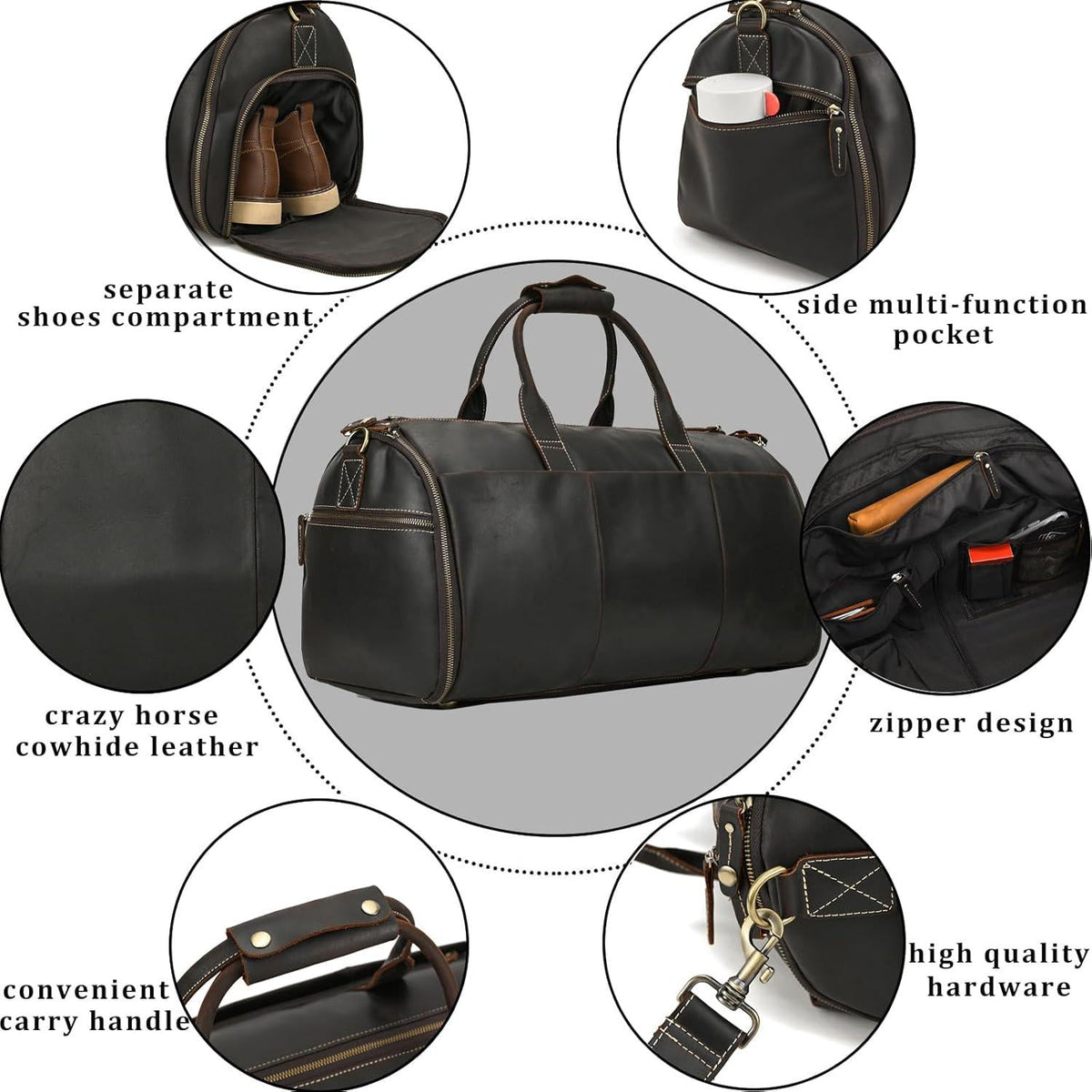 Personalized Leather Hanging Clothes Bag, Leather Duffel Bag with Shoe Pouch, Carry-on Garment Bag, Groomsmen Gift Bag