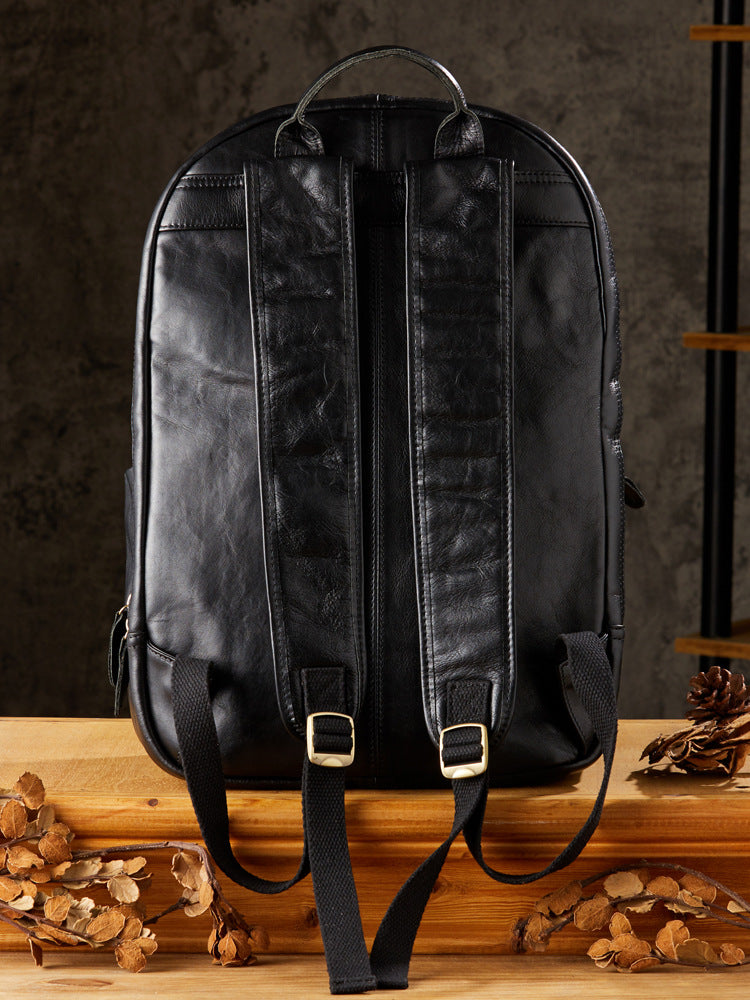 Men Leather 16" Laptop Backpack Full Grain Leather School Backpack