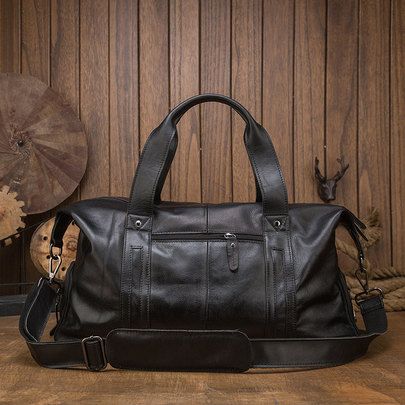 Men’s Large Leather Travel Bag, Genuine Leather Overnight Duffel with Shoulder Strap, Fits 16 Inch Laptop