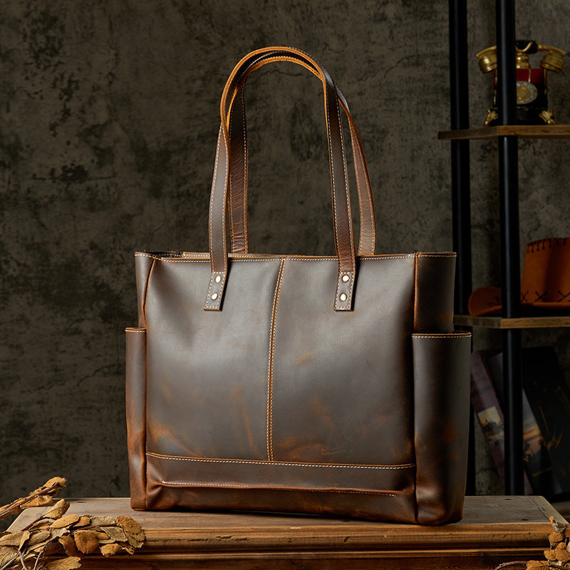 Men's 17" Leather Laptop Messenger Bag, Leather Messenger Bag for Men, Full Grain Leather Crossbody Bag