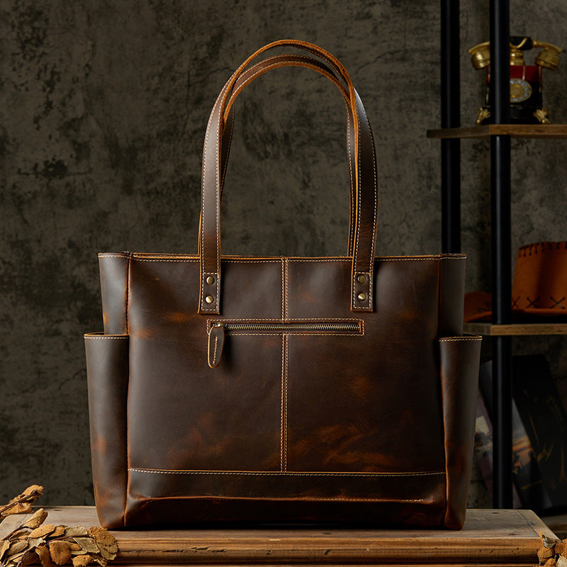 Men's 17" Leather Laptop Messenger Bag, Leather Messenger Bag for Men, Full Grain Leather Crossbody Bag