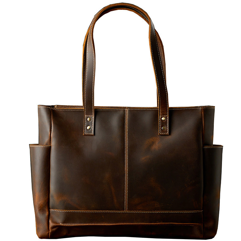 Men's 17" Leather Laptop Messenger Bag, Leather Messenger Bag for Men, Full Grain Leather Crossbody Bag