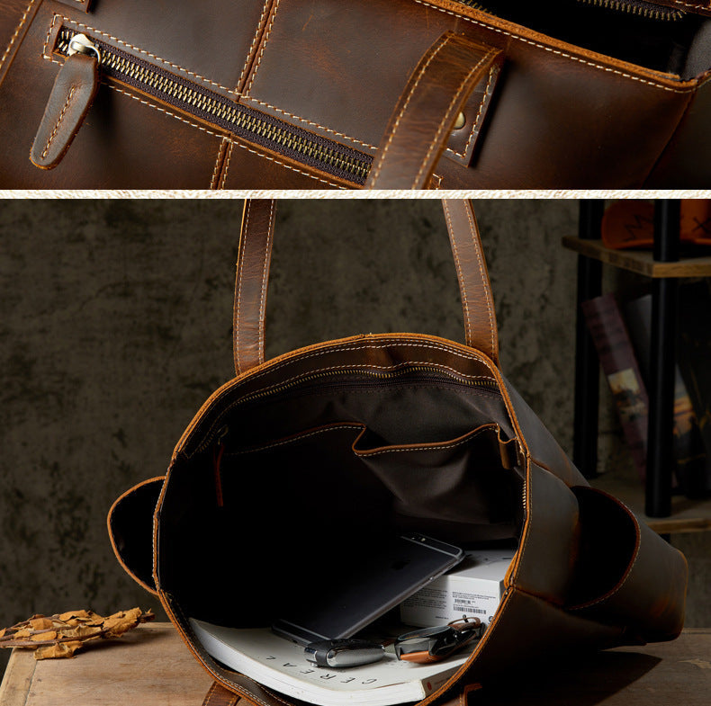 Men's 17" Leather Laptop Messenger Bag, Leather Messenger Bag for Men, Full Grain Leather Crossbody Bag