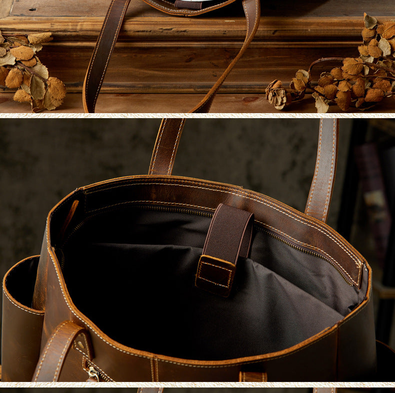 Men's 17" Leather Laptop Messenger Bag, Leather Messenger Bag for Men, Full Grain Leather Crossbody Bag