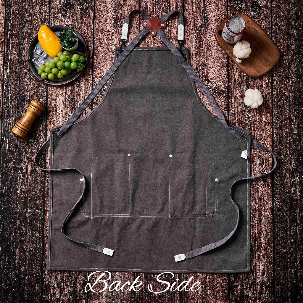 Personalized Canvas Workshop Apron with Pockets, Custom Bar, BBQ & Bartender Apron