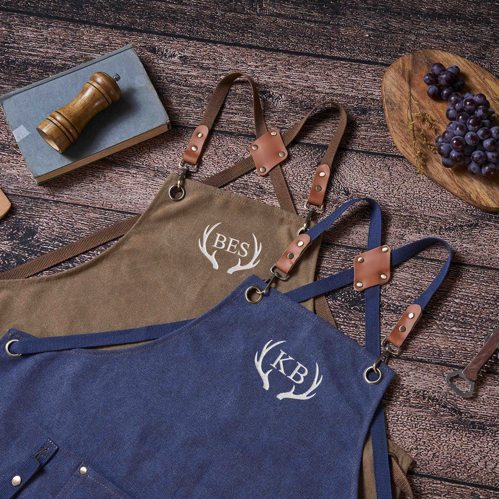 Personalized Canvas Workshop Apron with Pockets, Custom Bar, BBQ & Bartender Apron