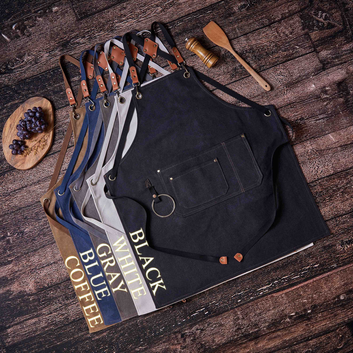 Personalized Canvas Workshop Apron with Pockets, Custom Bar, BBQ & Bartender Apron