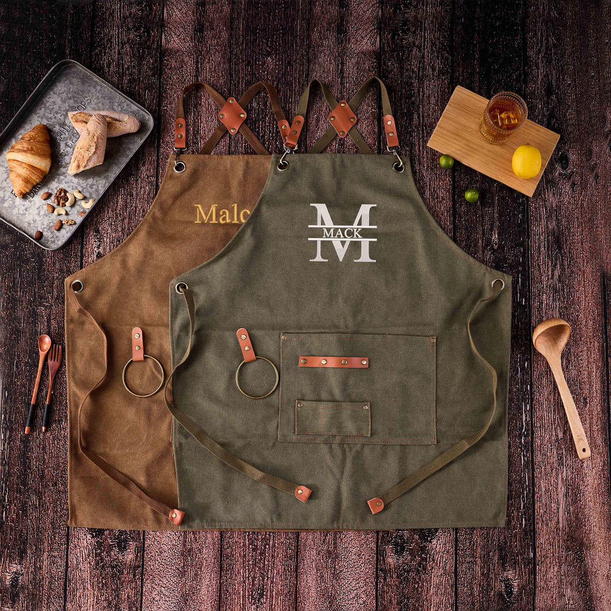Personalized Embroidered Apron For Men and Women, Chef Apron, Canvas Work Apron, Custom Gift