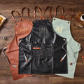 Personalized Workshop Apron, Faux Leather Apron with Pockets, Engraved Cooking Gift for Him, Custom BBQ Grill, Kitchen Apron