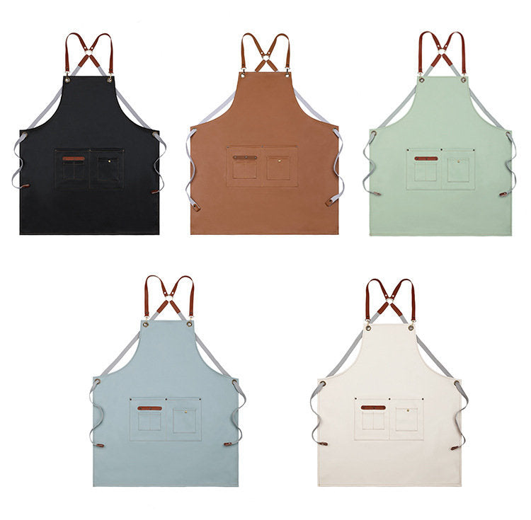 Personalized Workshop Apron, Faux Leather Apron with Pockets, Engraved Cooking Gift for Him, Custom BBQ Grill, Kitchen Apron