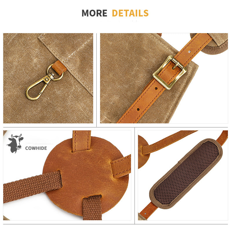 Personalized Canvas Work Apron,  Waterproof Adjustable Utility Apron for Men with 8 Tool Pockets