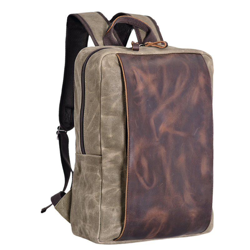Waxed Canvas Backpack Handmade Waxed Canvas Rucksack School Backpack Mens Laptop Backpack Large Travel Backpack