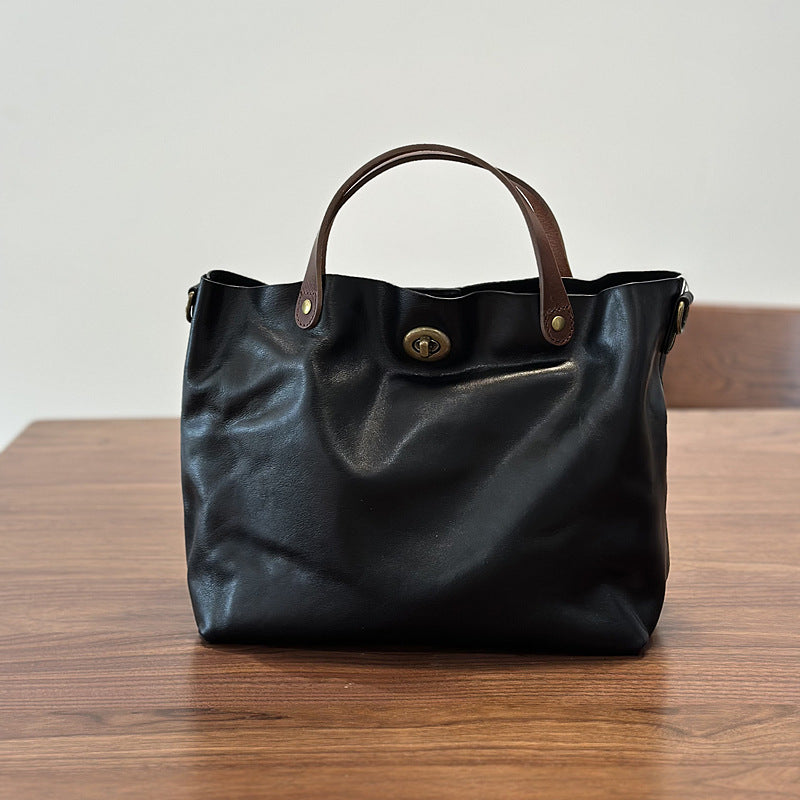 Genuine Leather Purse for Ladies, Full Grain Leather Crossbody with Removable Strap, Leather Convertible Satchel Bag
