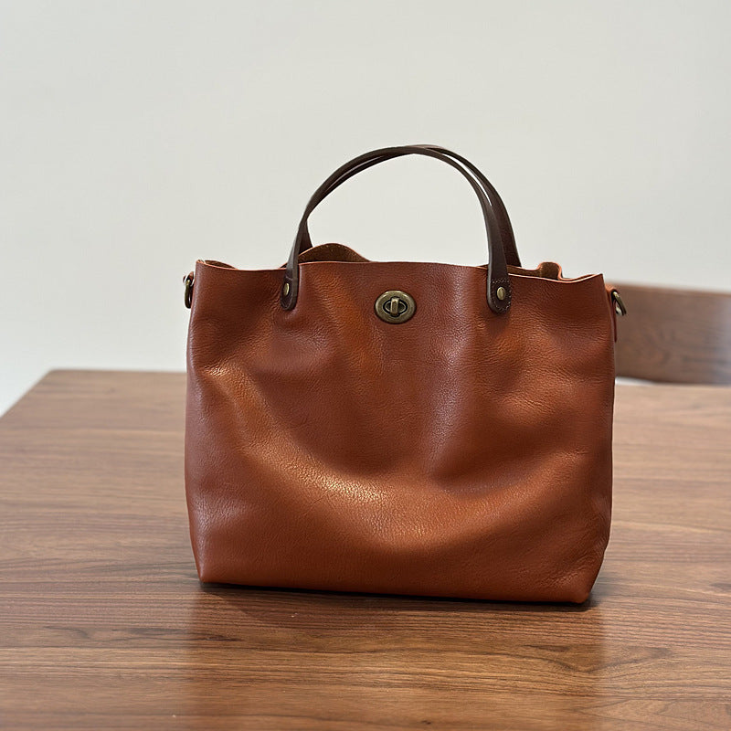 Genuine Leather Purse for Ladies, Full Grain Leather Crossbody with Removable Strap, Leather Convertible Satchel Bag