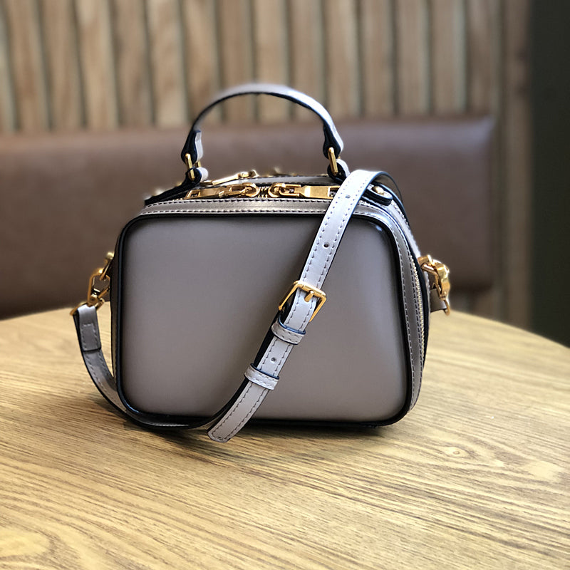 Women's Small Leather Box Bag Crossbody Clutch, Retro handmade leather crossbody bag square bag