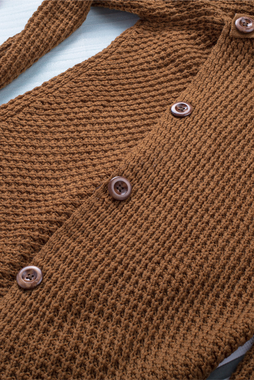 Khaki Buttoned Wrap Turtleneck Sweater