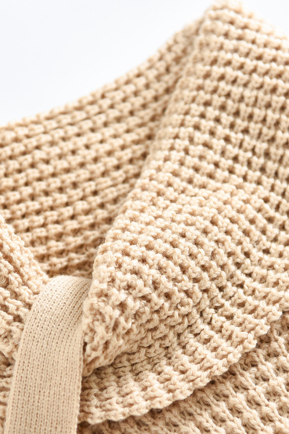 Khaki Buttoned Wrap Turtleneck Sweater