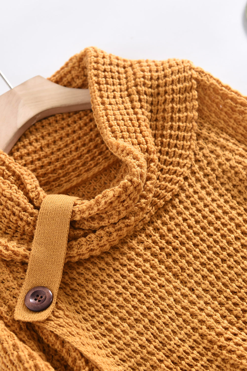 Khaki Buttoned Wrap Turtleneck Sweater