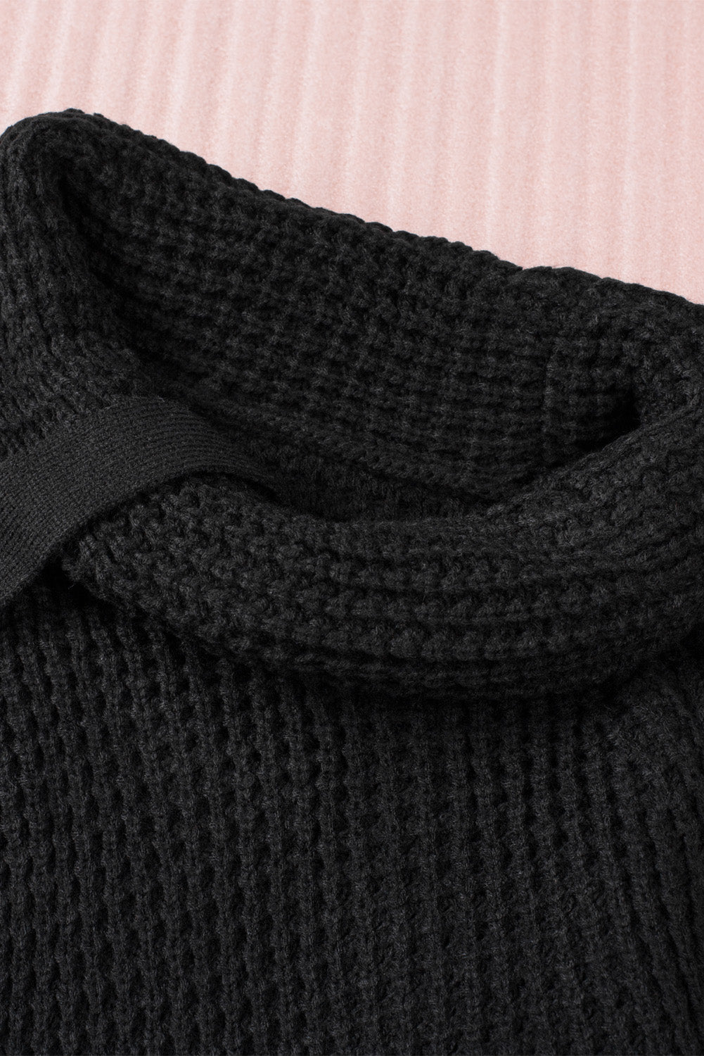 Khaki Buttoned Wrap Turtleneck Sweater