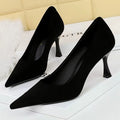 BIGTREE Shoes Suede Black Women Pumps Wine Glasses and High Heels Pointed Toe Women Heels 7 Cm 10Cm Ladies Shoes Office Shoes