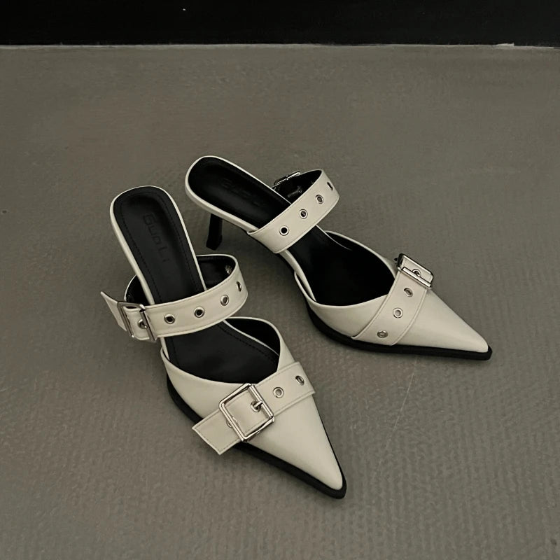 Summer New Women Heels Slippers High Heels Replica Pumps Lady Luxury Designer Middle Low Heels Party Slip on Sandals