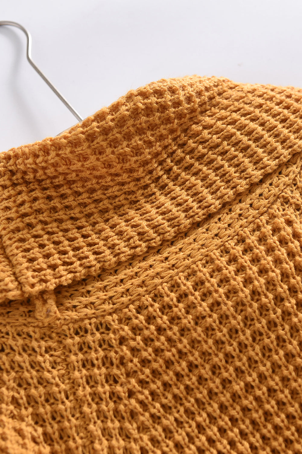 Khaki Buttoned Wrap Turtleneck Sweater