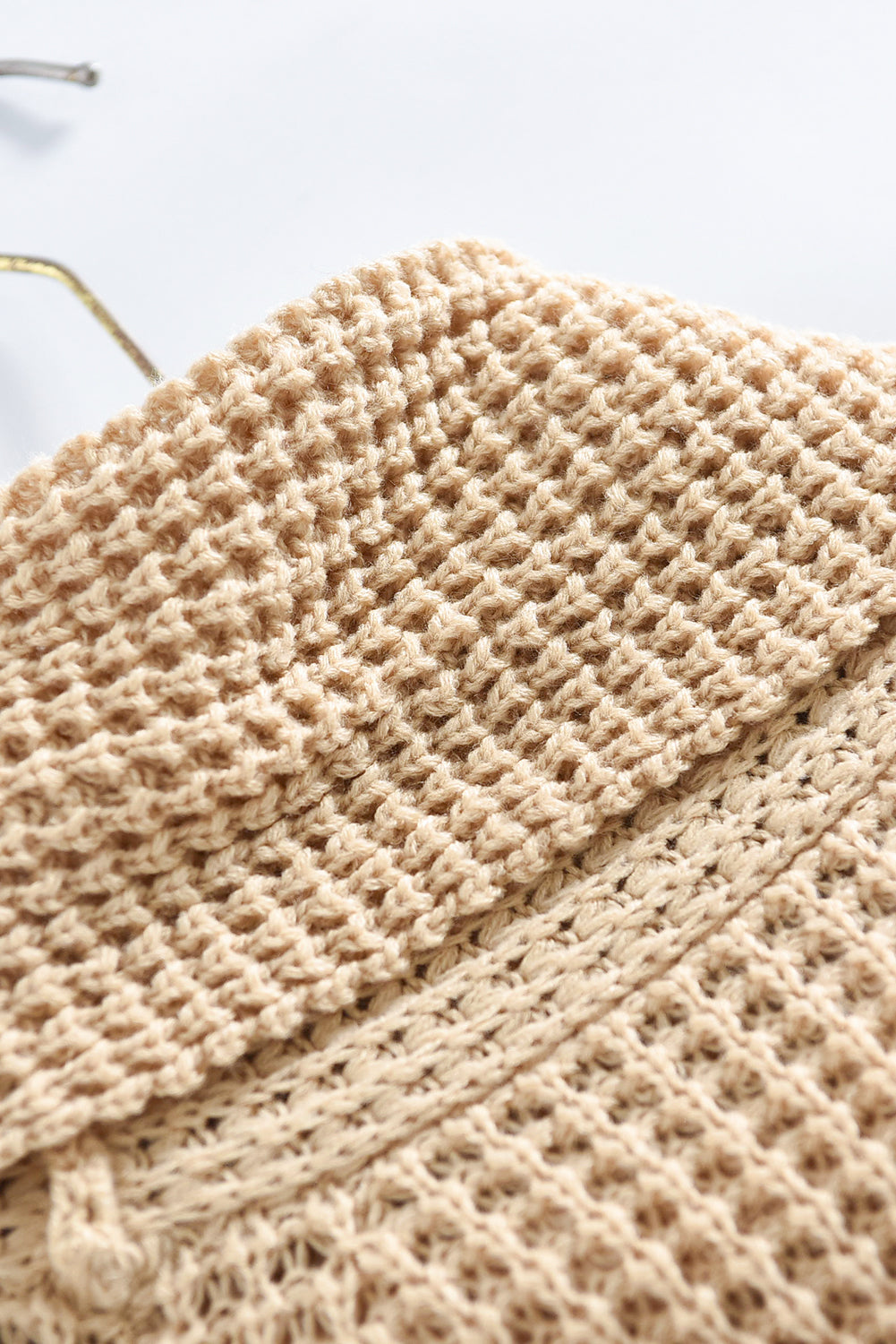 Khaki Buttoned Wrap Turtleneck Sweater