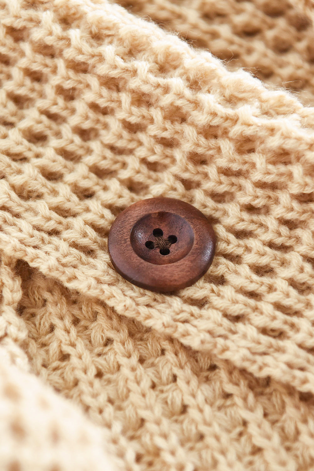 Khaki Buttoned Wrap Turtleneck Sweater