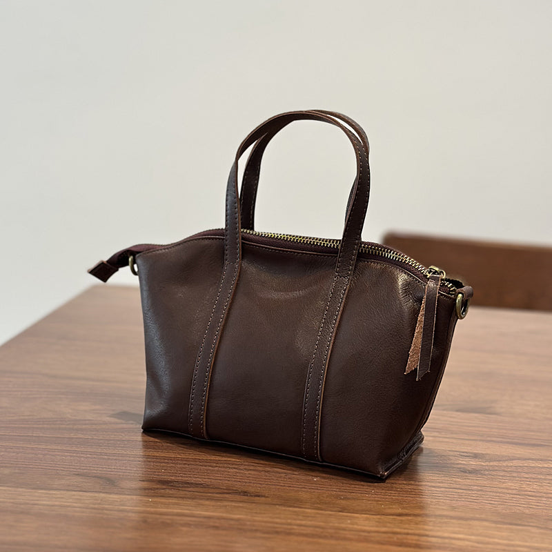 Full Grain Leather Top Handle Bag, Leather Crossbody Bags for Women, Small Leather Shoulder Bag