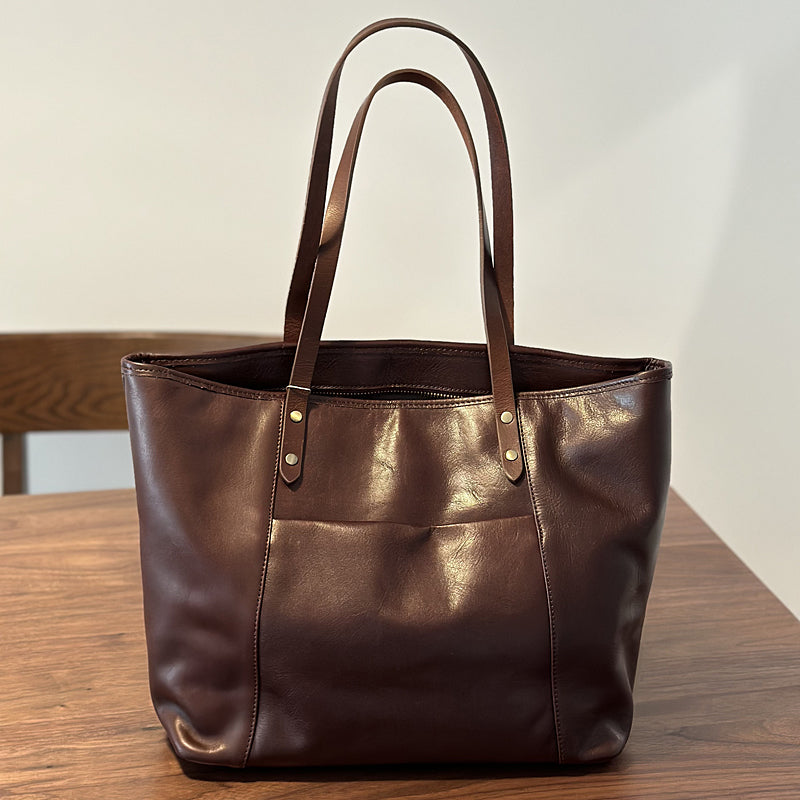 Large Capacity Leather Tote Bag, Leather Travel Tote Bag for Women, Full Grain Leather Shoulder Bag for Work