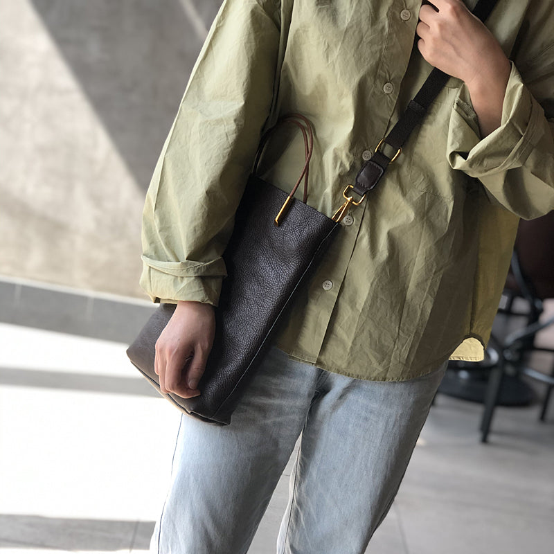 Leather Crossbody Bag for Women, Retro Leather Handbag with Removable Strap, Full Grain Leather Satchel Bag