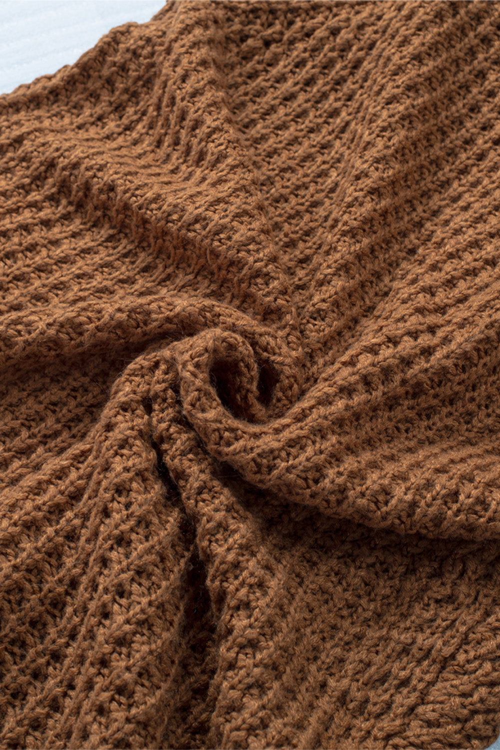 Khaki Buttoned Wrap Turtleneck Sweater
