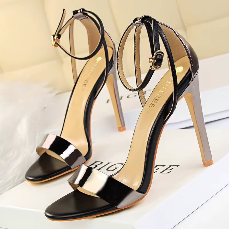 BIGTREE Shoes Pu Leather High Heels 2026 New Women Heels Sexy Stiletto Heels 11 Cm Party Shoes Color Matching Women Sandals