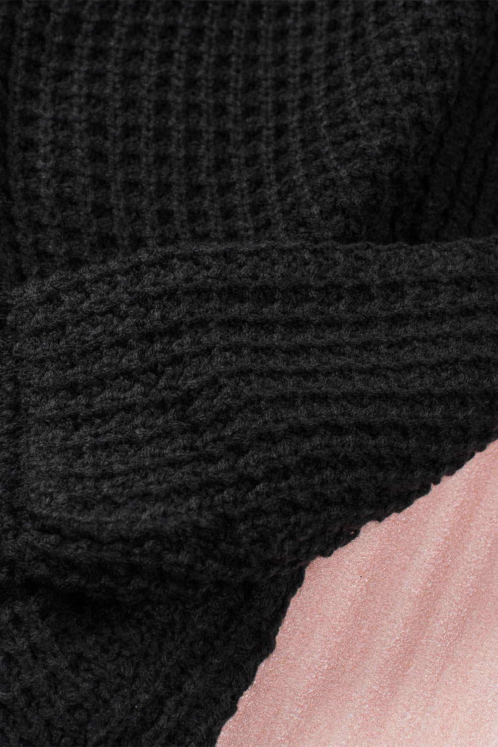 Khaki Buttoned Wrap Turtleneck Sweater